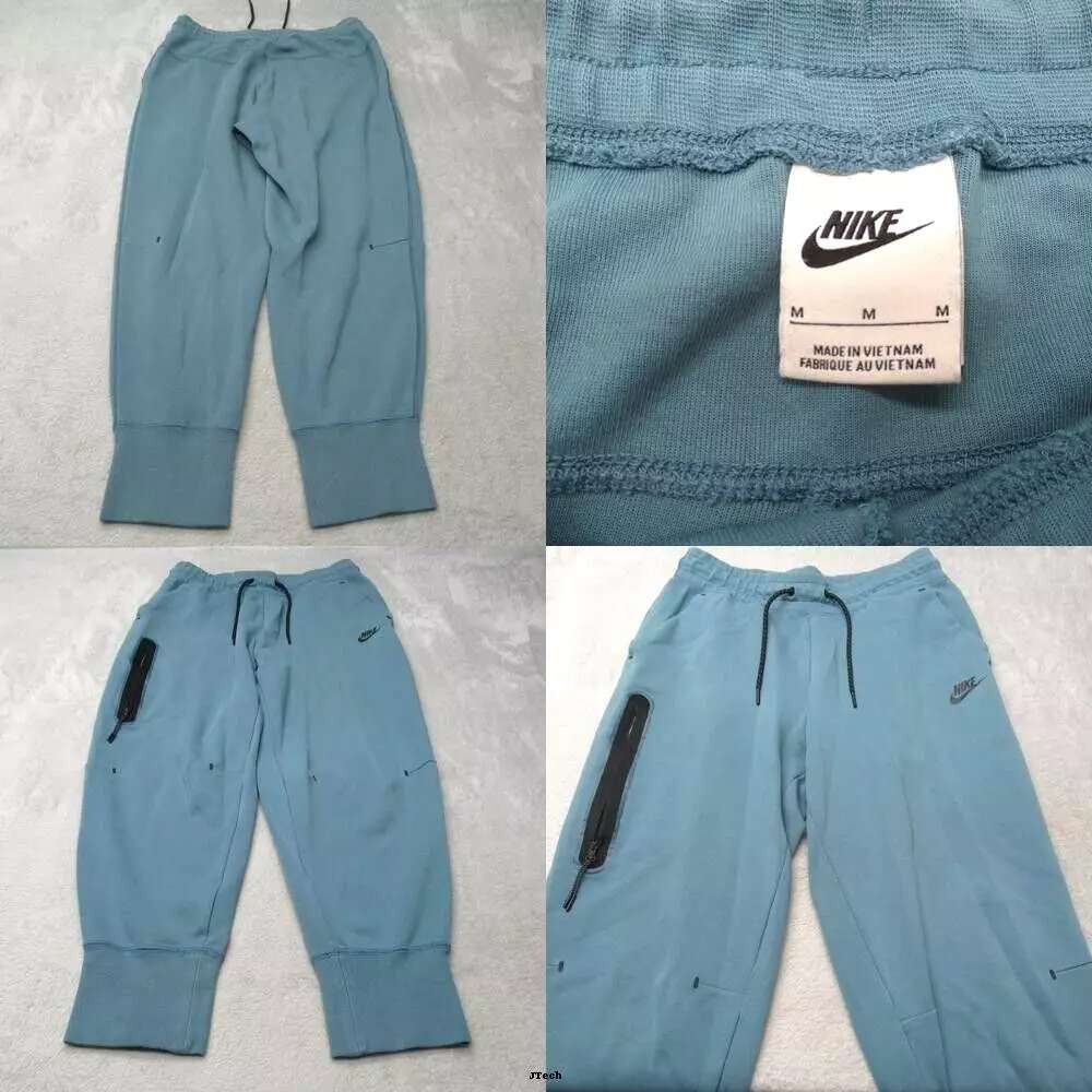 Nike Sportswear Tech Fleece Womens Joggers Medium Teal Mid Crop Tapered 24" Ins